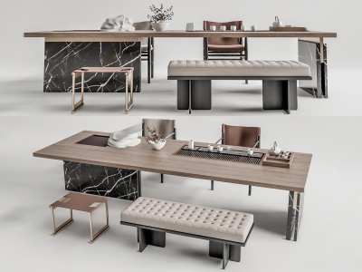 现代茶桌椅组合3D模型下载